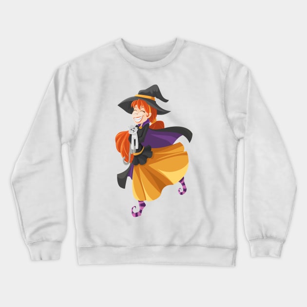 Cartoon Witch Girls Gift Crewneck Sweatshirt by evergreen_brand